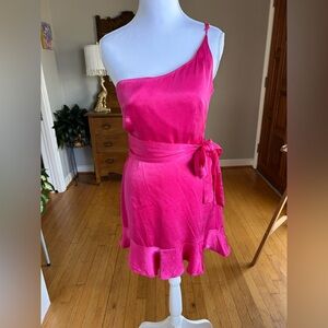 Selfie Leslie Fuchsia One-Shoulder Dress Size M